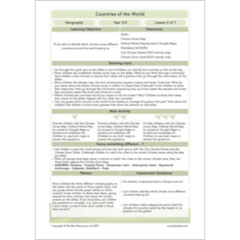 PlanBee Countries of the World | KS2 Geography Lessons PlanBee 