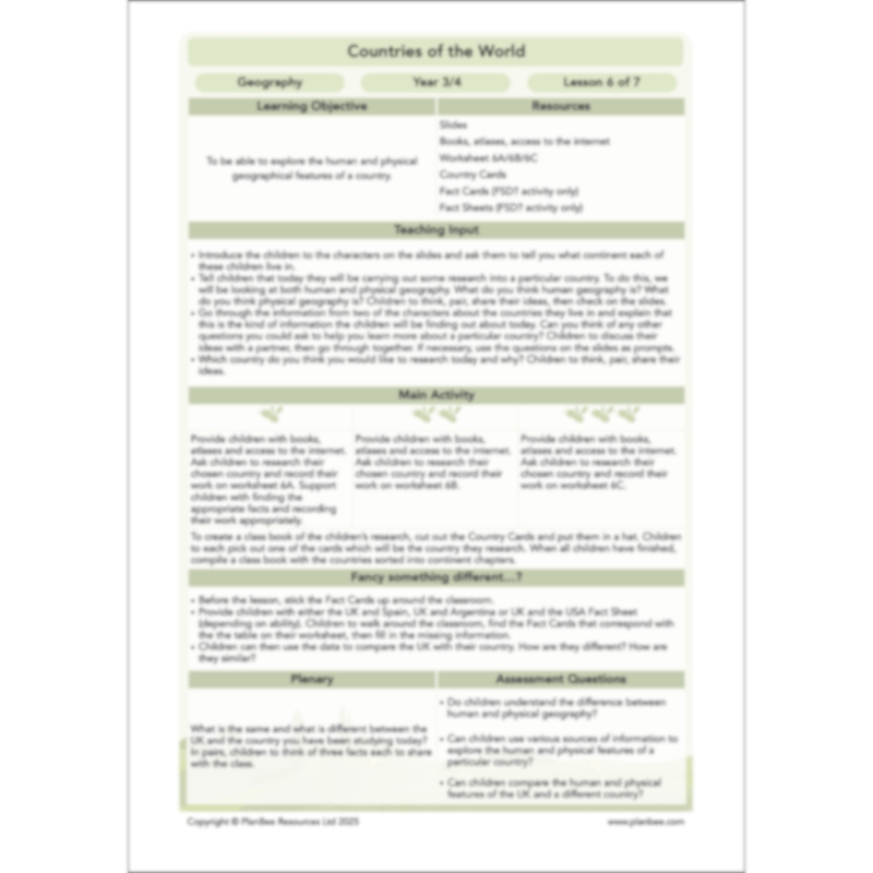 PlanBee Countries of the World | KS2 Geography Lessons PlanBee 