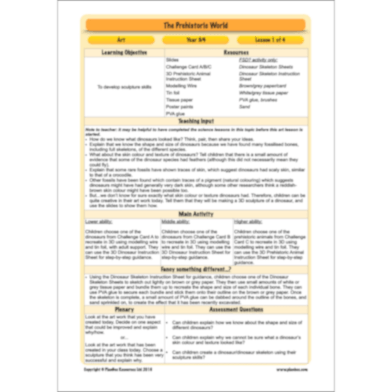 PlanBee Dinosaurs Topic KS2 Enrichment Lesson Pack