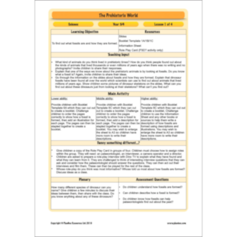 PlanBee Dinosaurs Topic KS2 Enrichment Lesson Pack