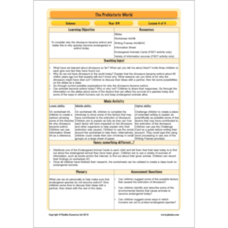 Dinosaurs KS2 Topic Enrichment Pack