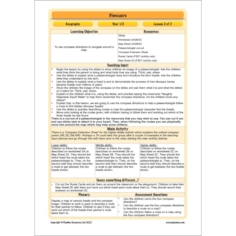 Dinosaurs KS1 Topic Enrichment Pack