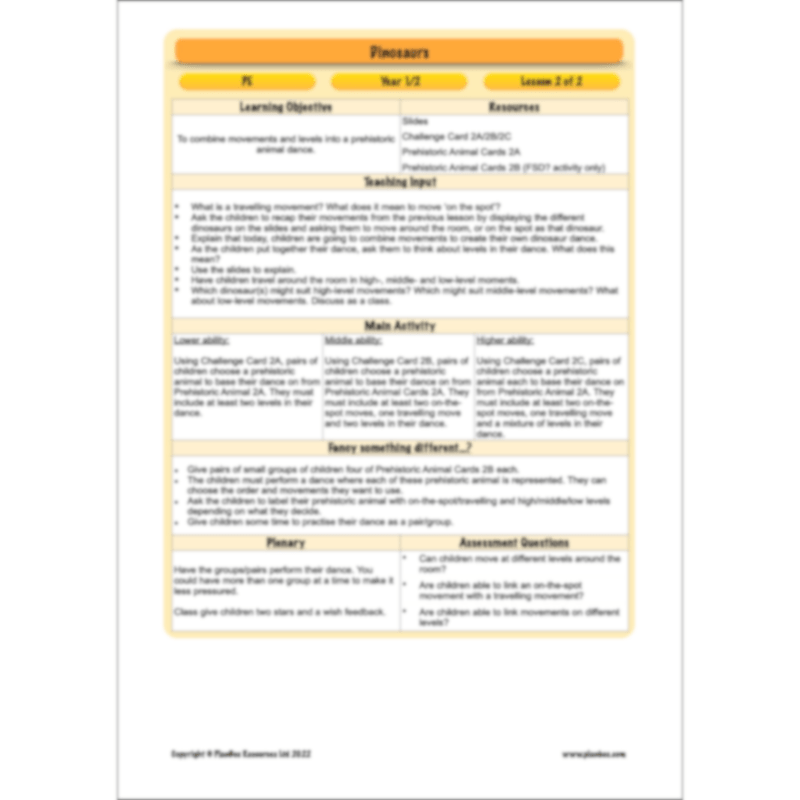 Dinosaurs KS1 Topic Enrichment Pack