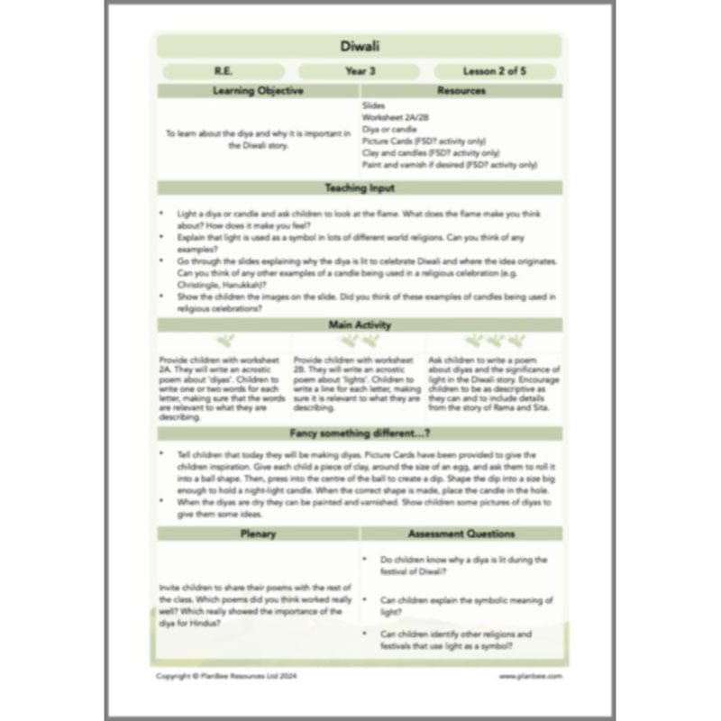 PlanBee Diwali KS2 lessons, activities and resources by PlanBee