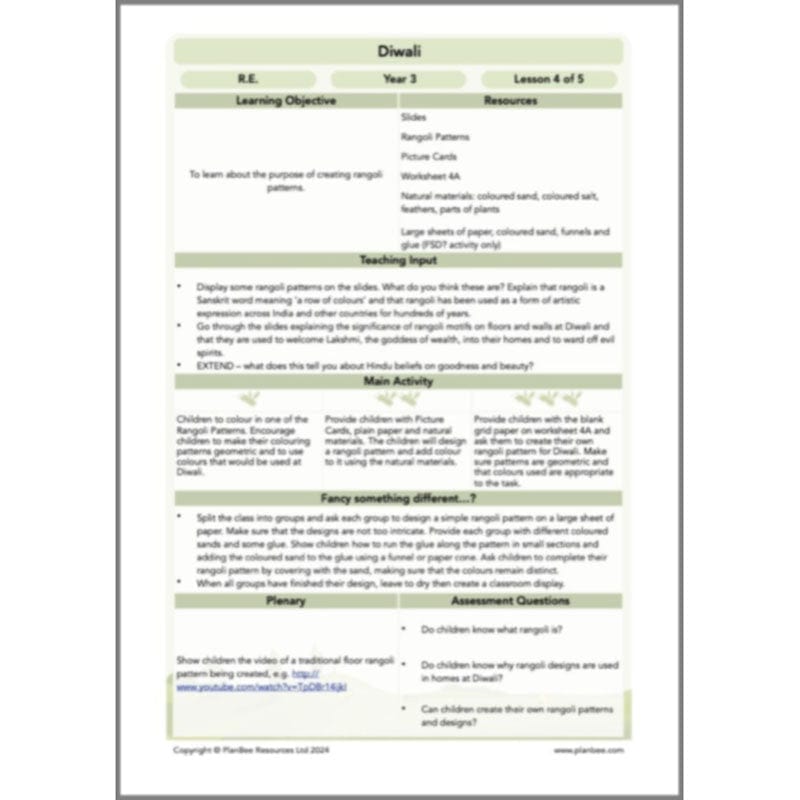 PlanBee Diwali KS2 lessons, activities and resources by PlanBee