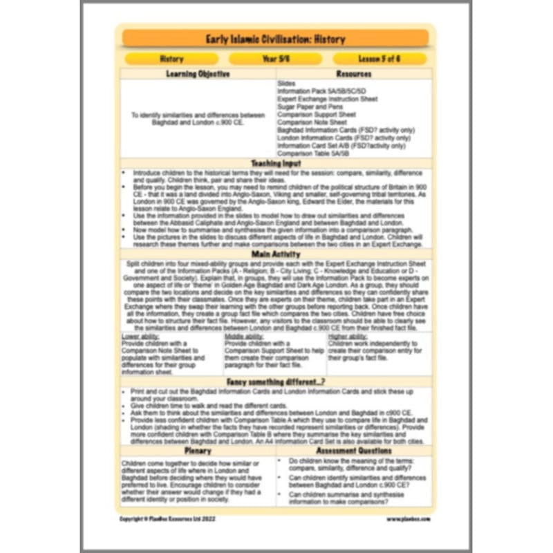 PlanBee Early Islamic Civilisation KS2 History | PlanBee