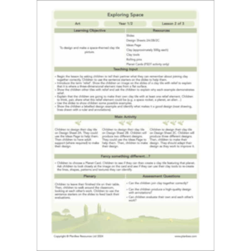 PlanBee Exploring Space Topic KS1 Enrichment Lesson Pack