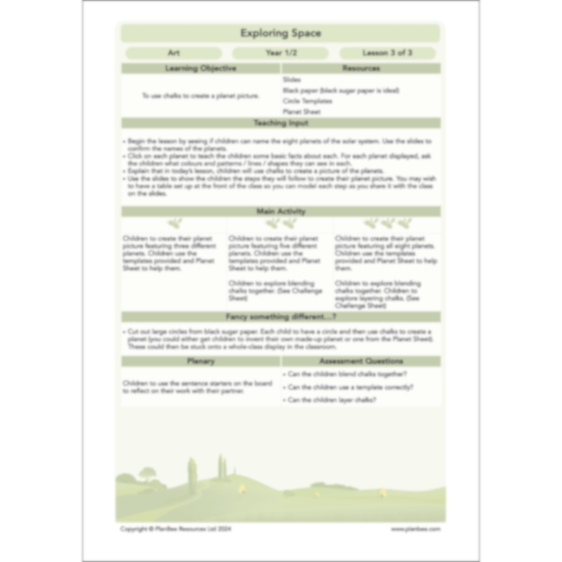 PlanBee Exploring Space Topic KS1 Enrichment Lesson Pack