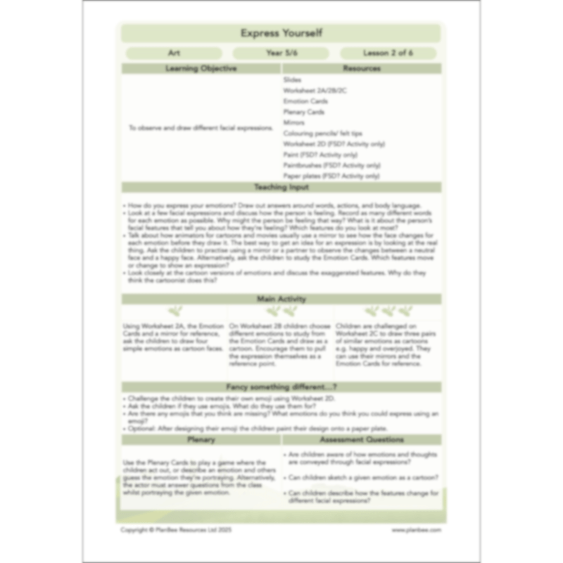 PlanBee Express Yourself Art lessons and resources for KS2 | PlanBee