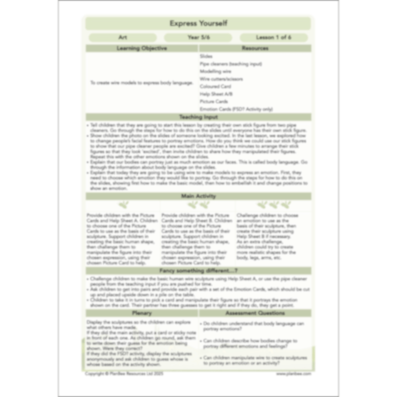 PlanBee Express Yourself Art lessons and resources for KS2 | PlanBee