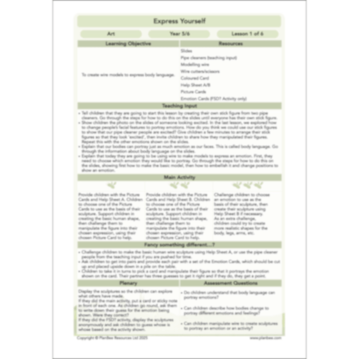 PlanBee Express Yourself Art lessons and resources for KS2 | PlanBee