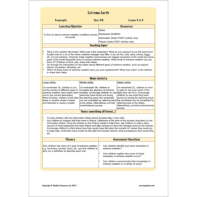 PlanBee Extreme Earth KS2 Lesson Planning Pack