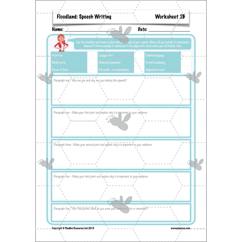 PlanBee FREE Mini-scheme | Floodland: Speech Writing KS2 English
