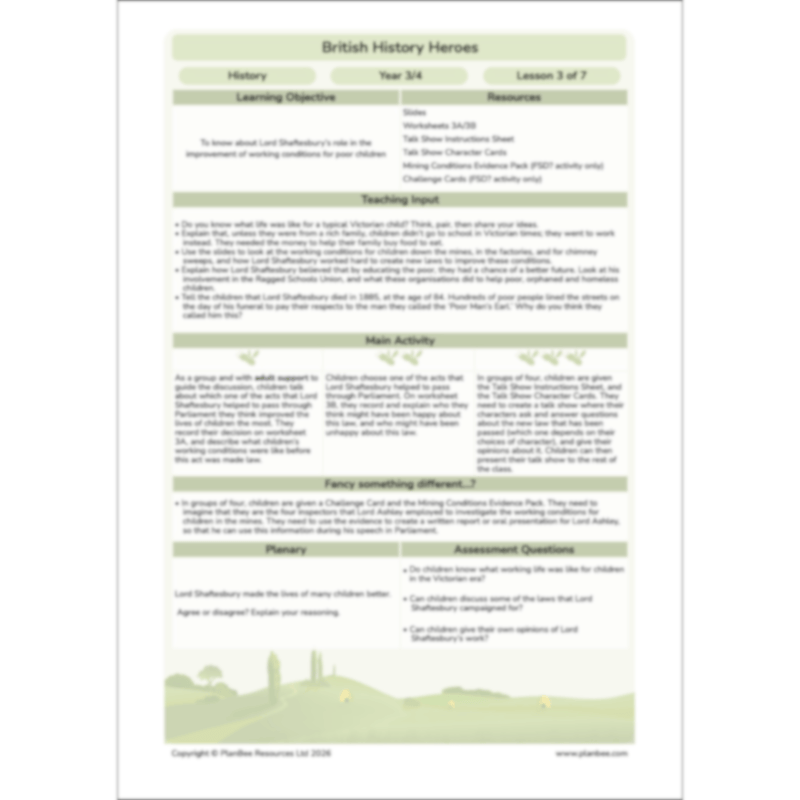 PlanBee British History Heroes KS2 History Lessons by PlanBee