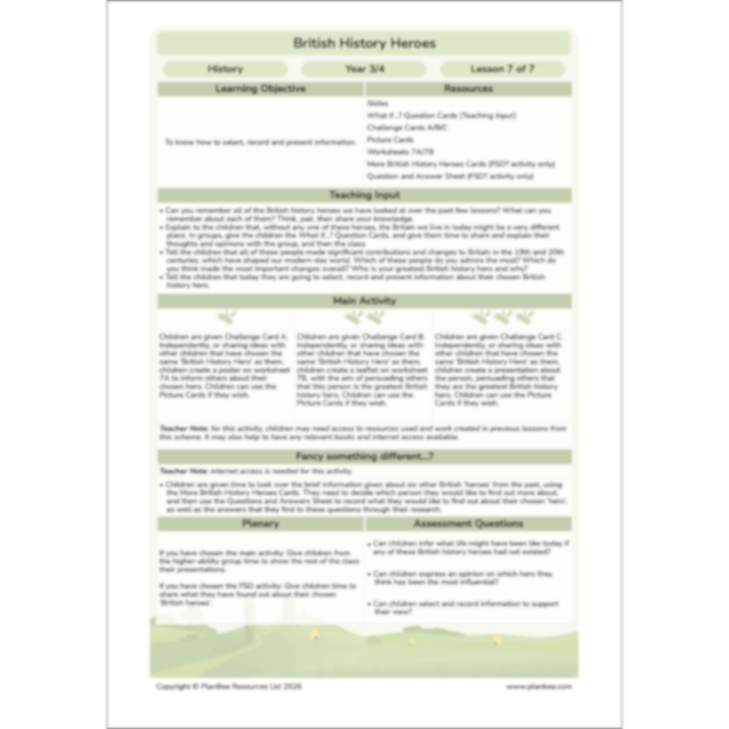 PlanBee British History Heroes KS2 History Lessons by PlanBee