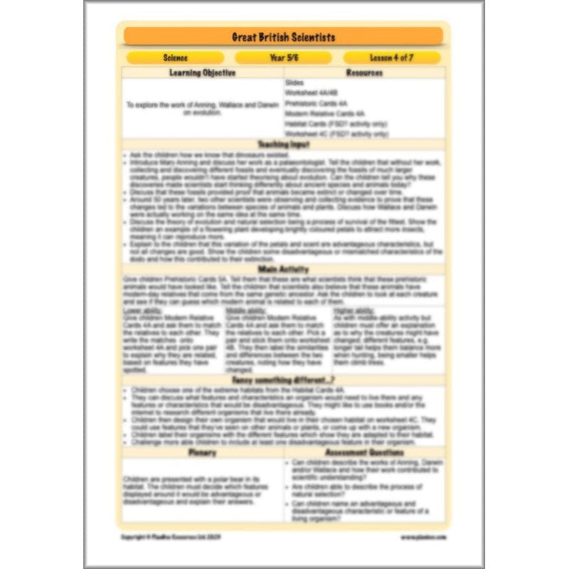 PlanBee Great British Scientists KS2 Science Lessons by PlanBee