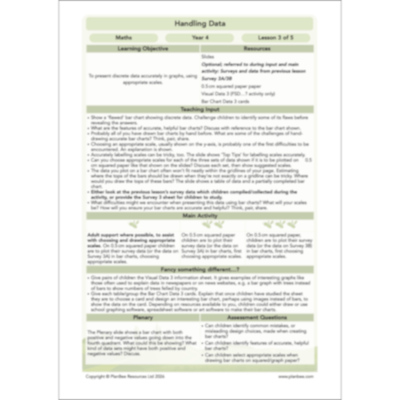 PlanBee Handling Data Year 4 Maths Lessons by PlanBee