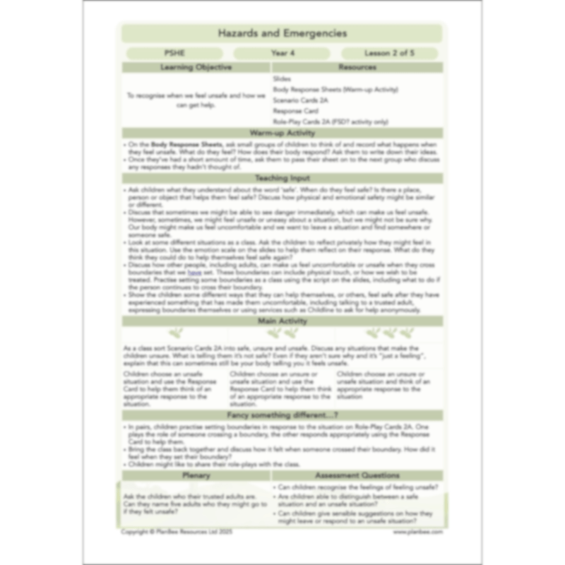 PlanBee First Aid KS2 Lesson Plans - PlanBee - Year 4 PSHE