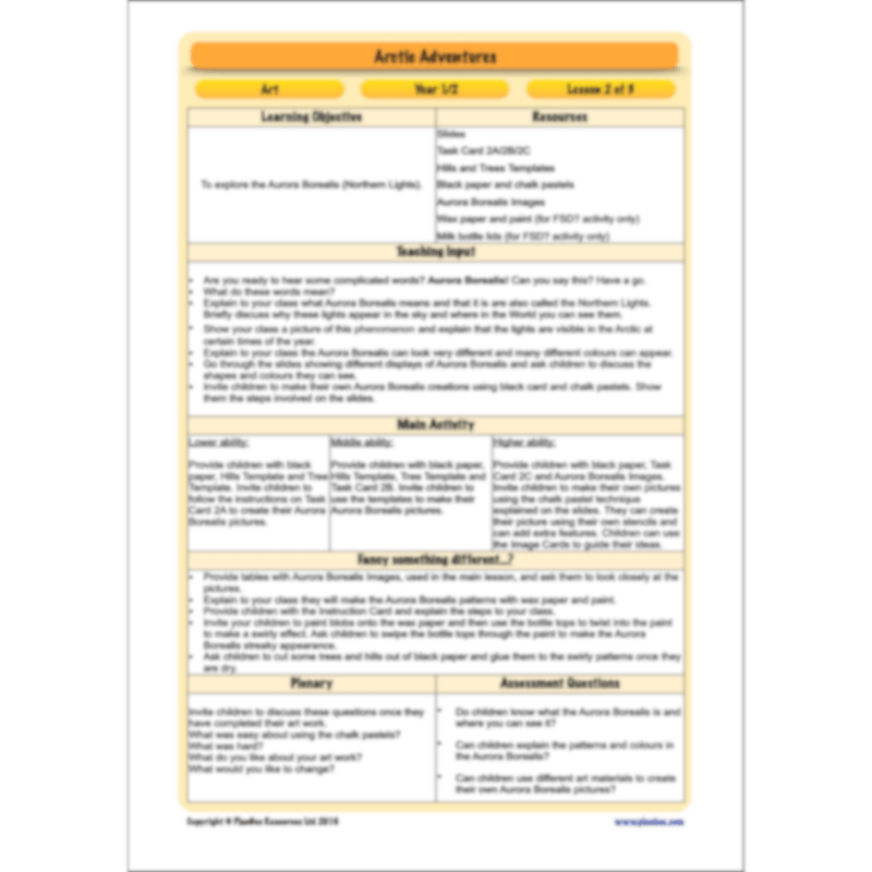 PlanBee In the Arctic Topic KS1 Enrichment Lesson Pack