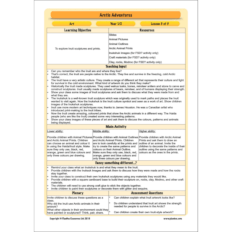 PlanBee In the Arctic Topic KS1 Enrichment Lesson Pack