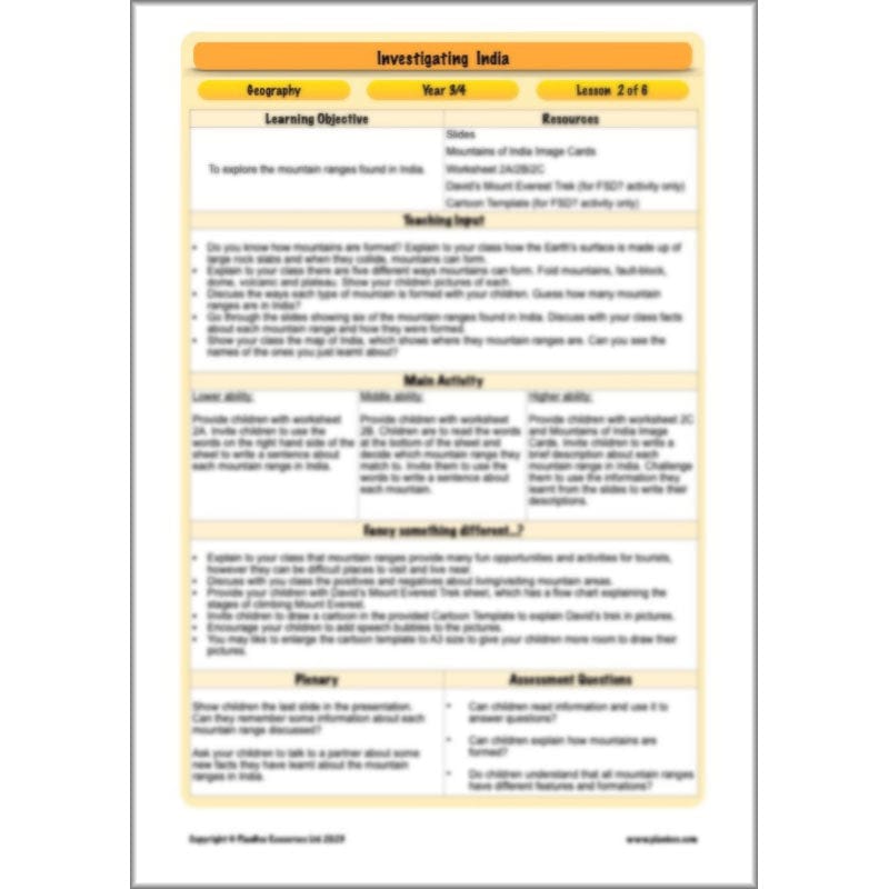 PlanBee Investigating India KS2 Geography scheme for Year 3 & Year 4