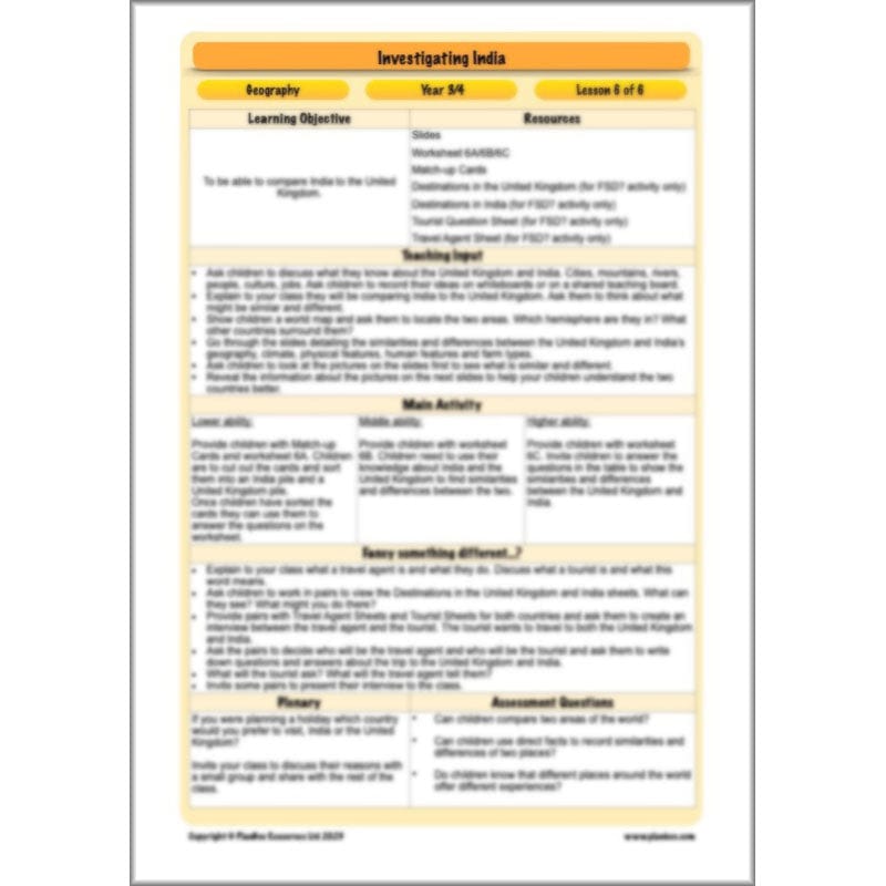 PlanBee Investigating India KS2 Geography scheme for Year 3 & Year 4