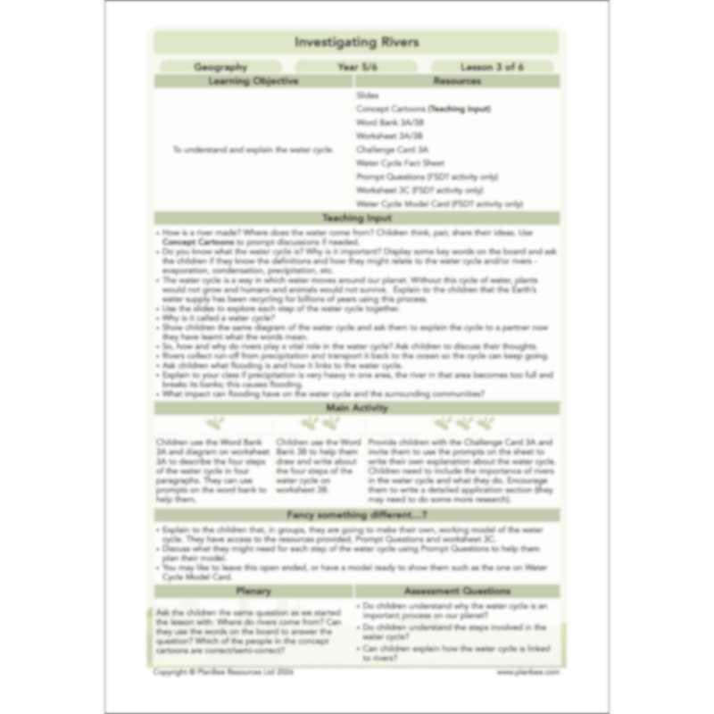 PlanBee Investigating Rivers KS2 Geography lessons by PlanBee