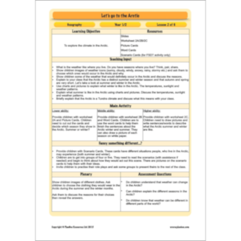 PlanBee Let's go to the Arctic KS1 Geography Lessons and Resources