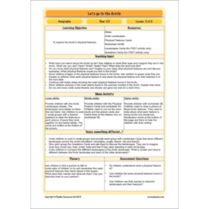 PlanBee Let's go to the Arctic KS1 Geography Lessons and Resources