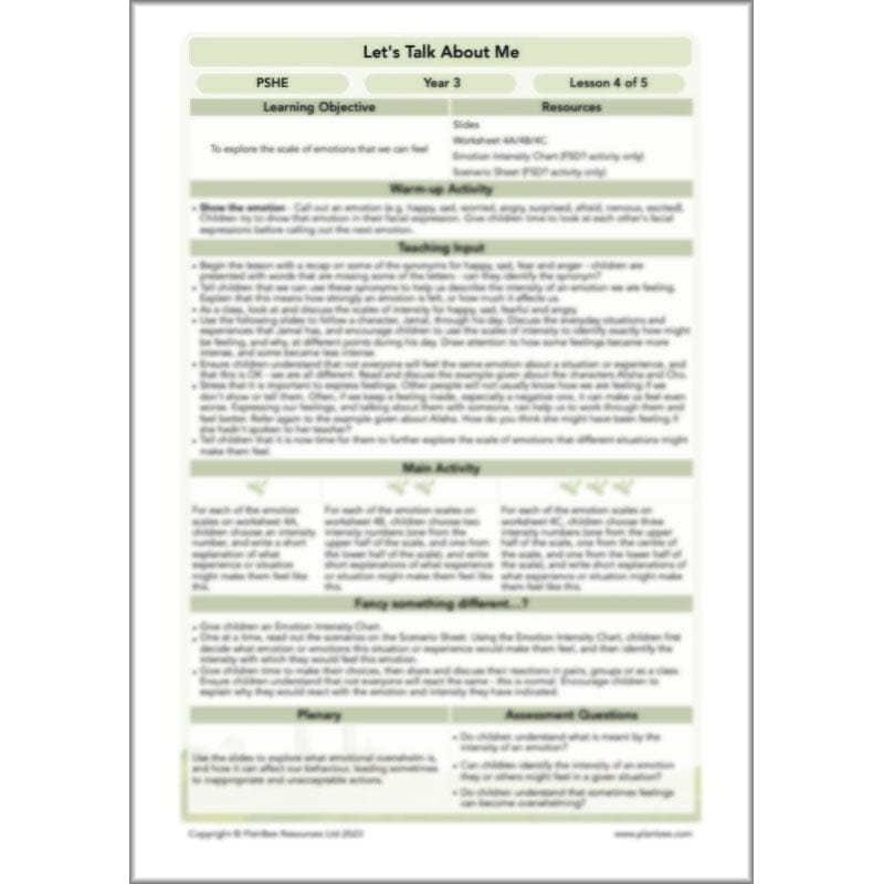 PlanBee Let's Talk About Me | Year 3 PSHE Lessons