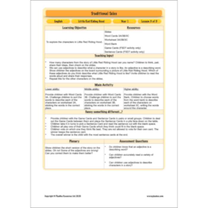 PlanBee Traditional Tales: Little Red Riding Hood | KS1 English Pack