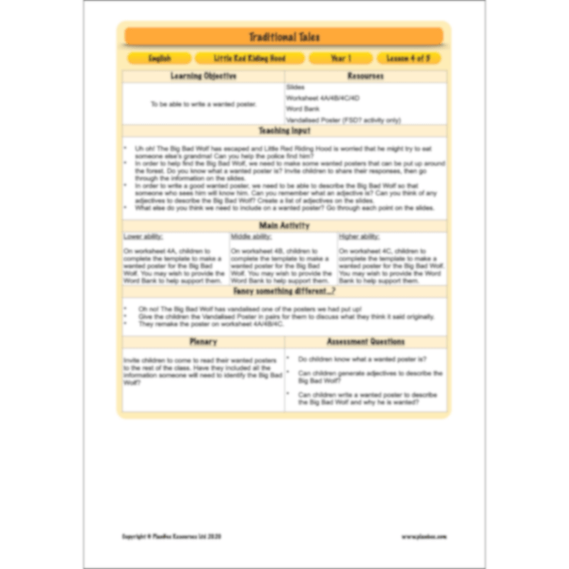 Traditional Tales: Little Red Riding Hood