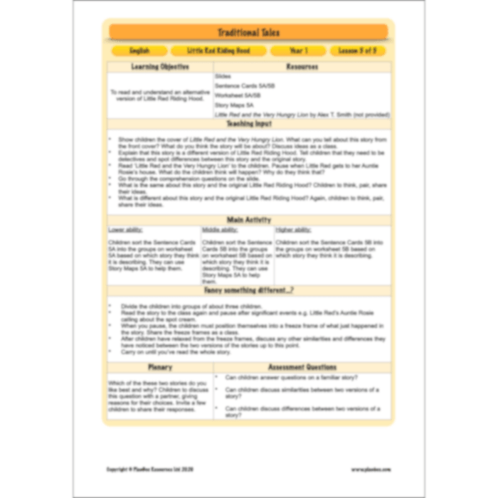 Traditional Tales: Little Red Riding Hood