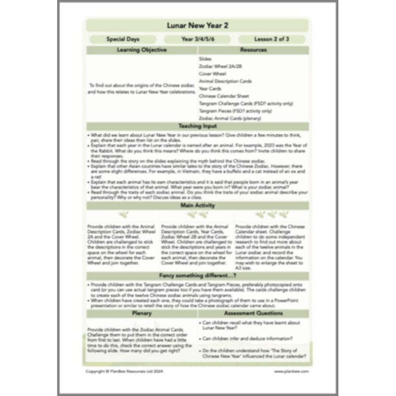PlanBee Lunar New Year - Special Days - KS2 Planning - PlanBee