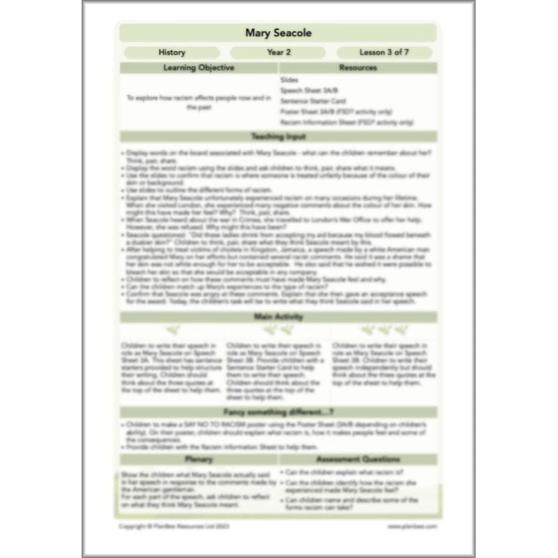 PlanBee Mary Seacole History KS1 lessons by Planbee