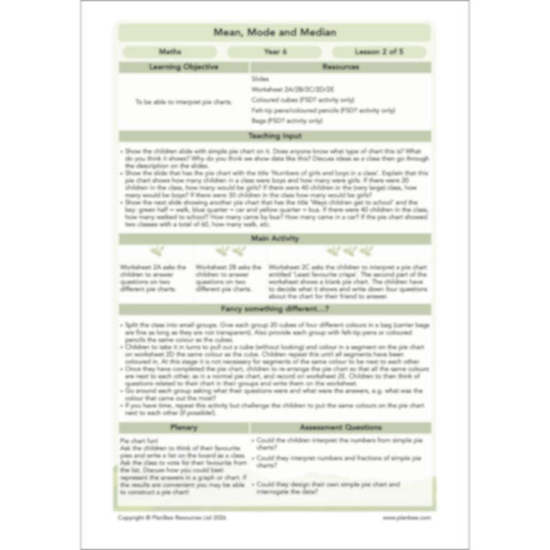 PlanBee Mean Median and Mode Year 6 Maths by PlanBee