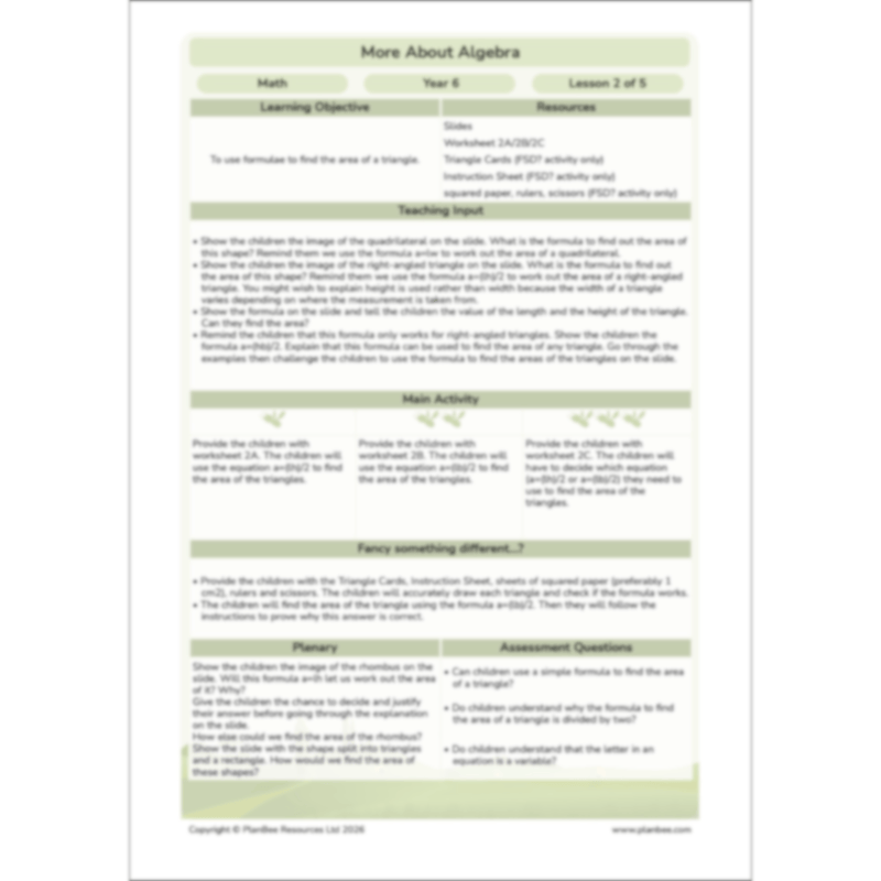 PlanBee More About Algebra Year 6 algebra worksheets by PlanBee