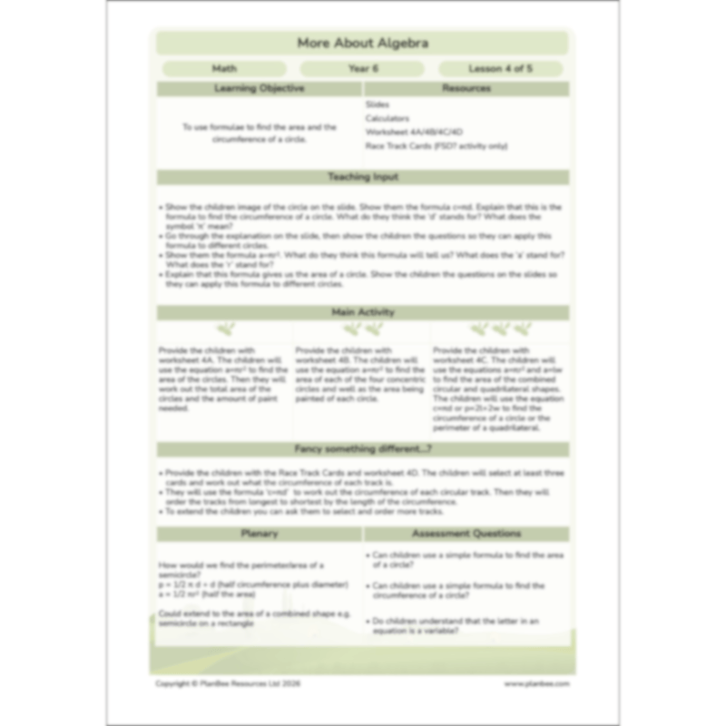 PlanBee More About Algebra Year 6 algebra worksheets by PlanBee