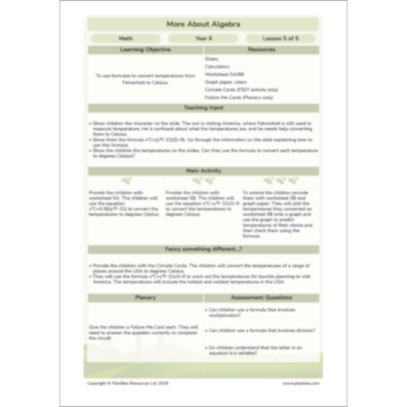 PlanBee More About Algebra Year 6 algebra worksheets by PlanBee