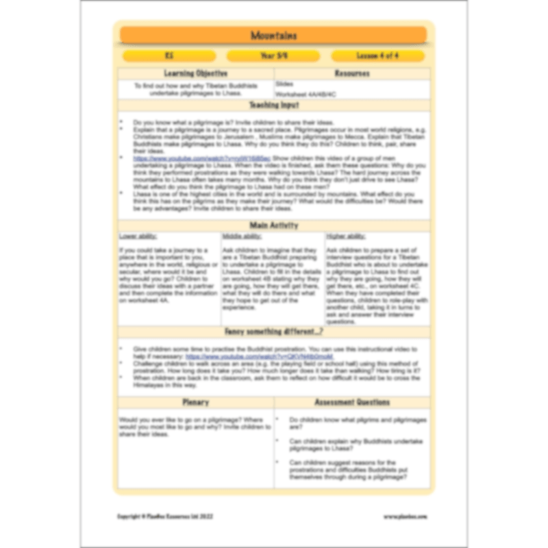 Mountains Topic Enrichment Pack