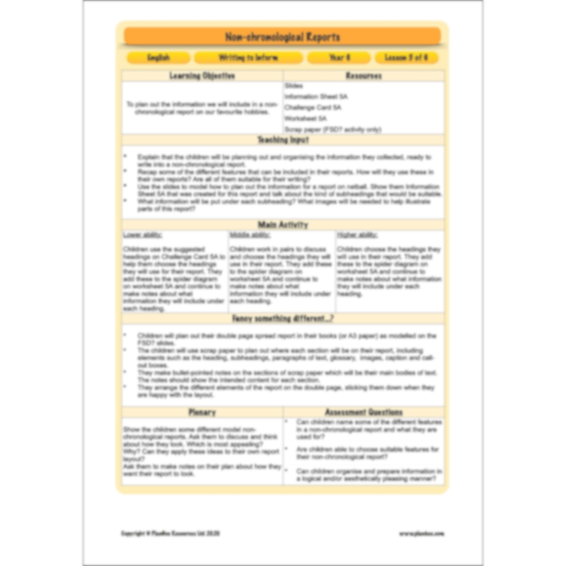 Non-chronological Reports