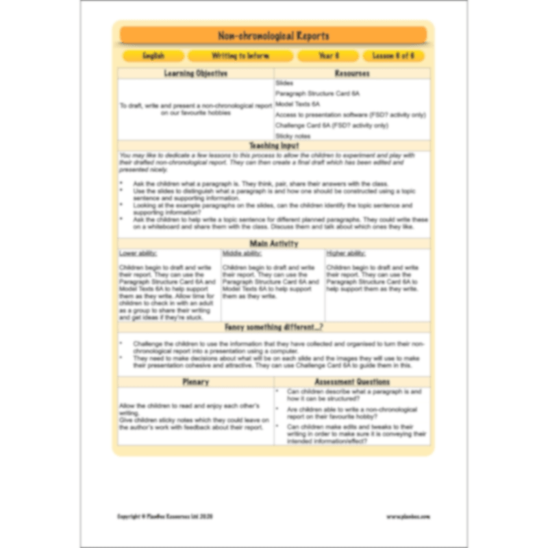 Non-chronological Reports