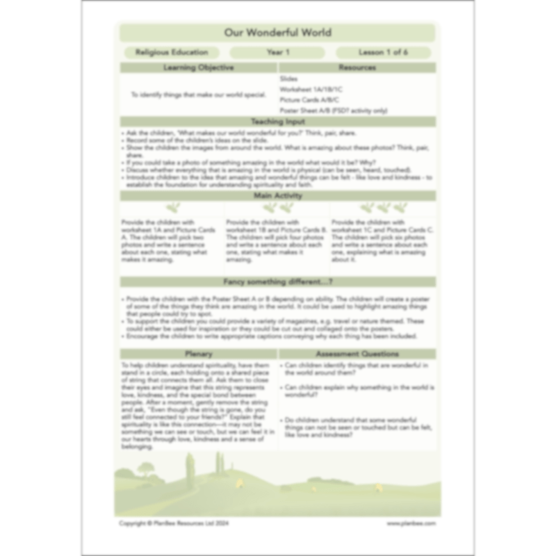 PlanBee Our Wonderful World - Creation Story KS1 RE Lessons | PlanBee