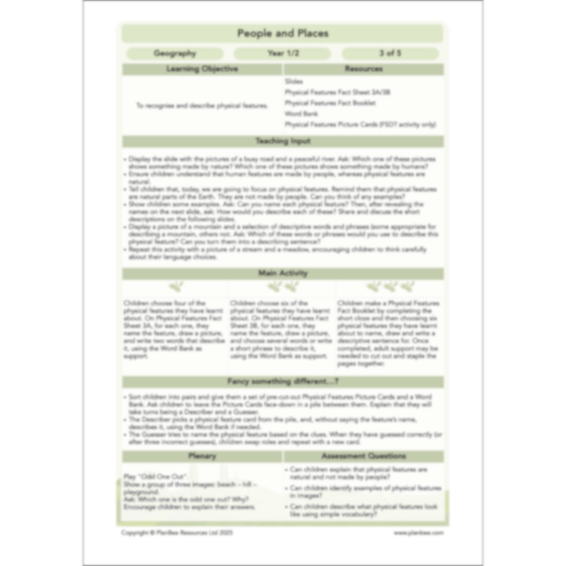 PlanBee People and Places | KS1 Geography Lessons