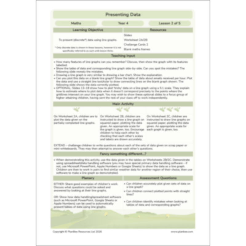 PlanBee Presenting Data Year 4 Statistics Lessons by PlanBee