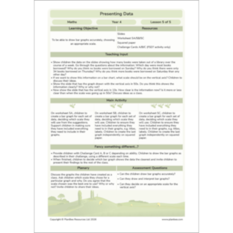 PlanBee Presenting Data Year 4 Statistics Lessons by PlanBee