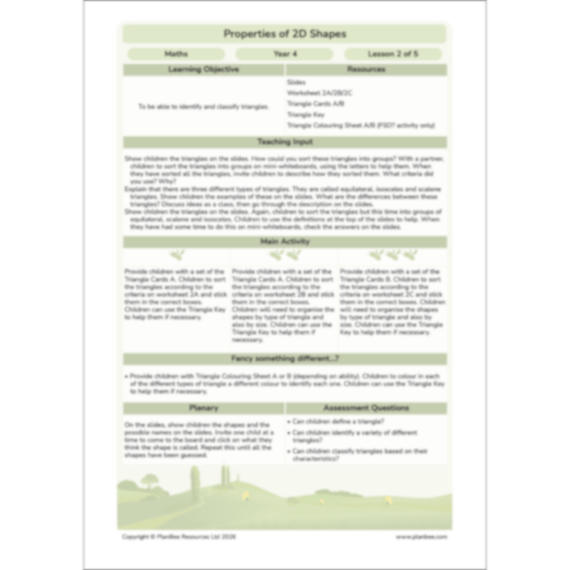 PlanBee Year 4 Properties of 2D Shapes KS2 Maths by PlanBee