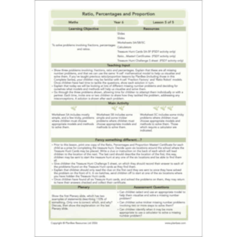 Ratio, Percentages and Proportion