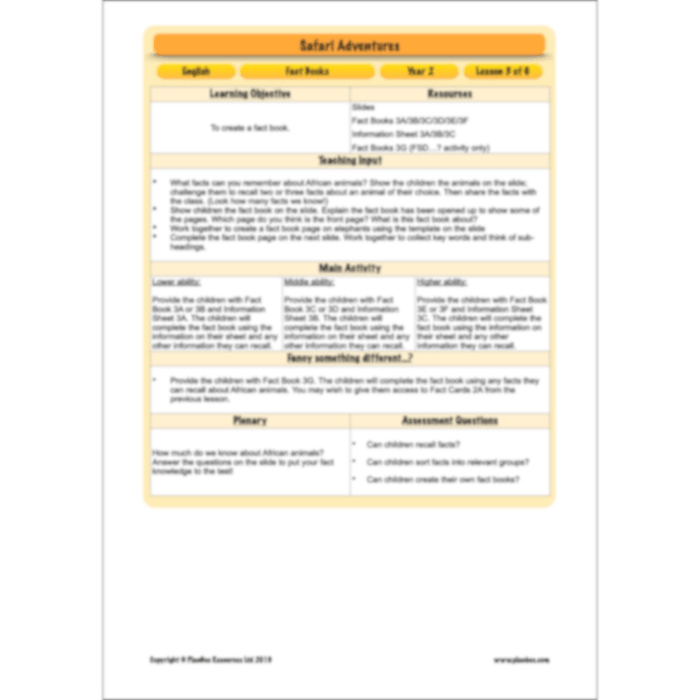 PlanBee Safari Adventures KS1 | English Lesson Pack