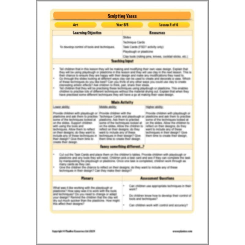 PlanBee Sculpting Vases - Sculpture Art Lessons for KS2 | Year 5 & Year 6